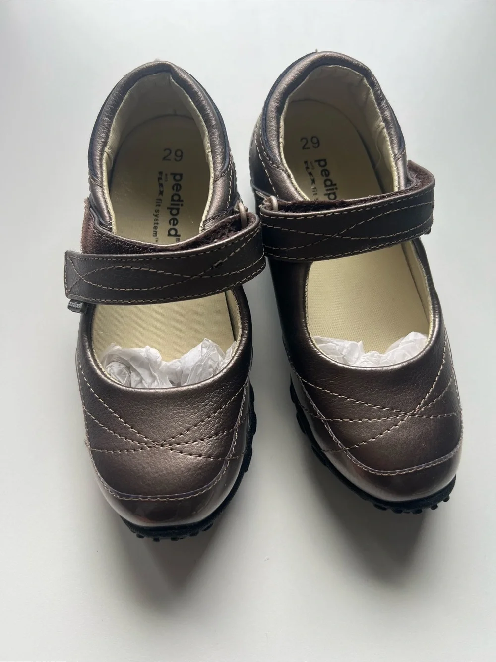 NWB Pediped Flex Piper Leather Toddler Size 11.5 Bronze Mary Jane Shoes